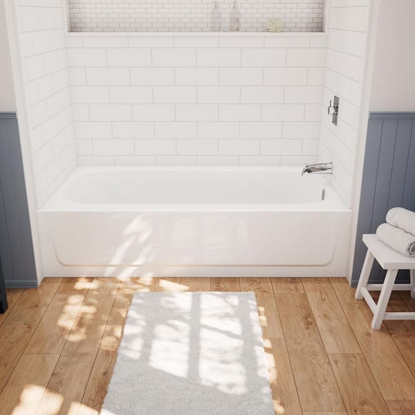Fiberglass tub with tiled walls